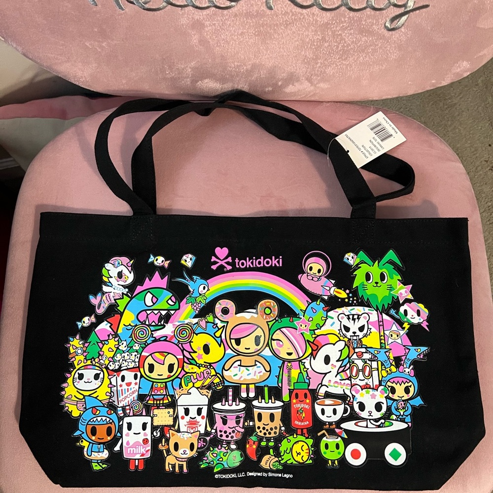 Exclusive Tokidoki Black Tote with Colorful Character Design